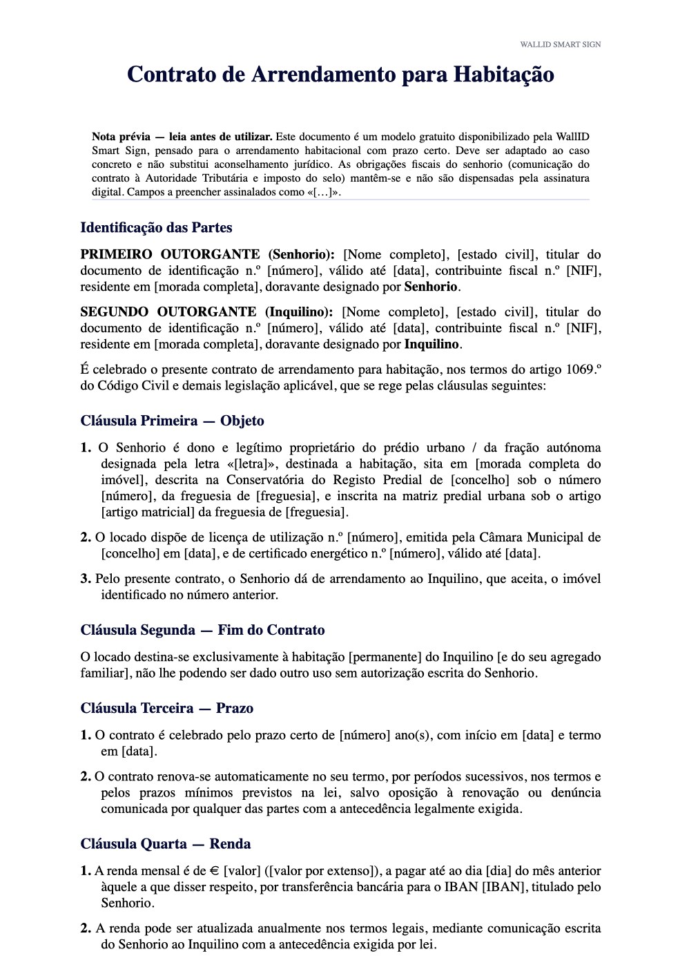 Pré-visualização: Minuta de Contrato de Arrendamento Habitacional